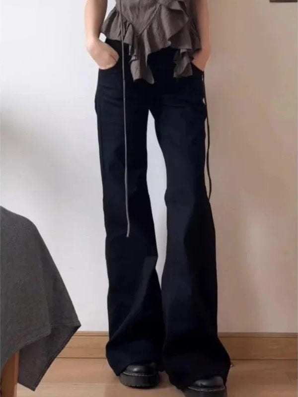 Washed black flared jeans worn full length - Brackley