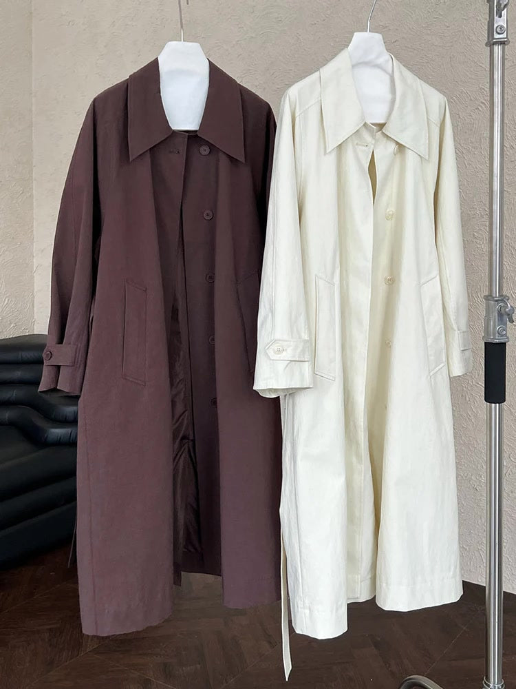 The brown coat shown in Carob and Beeswax side by side