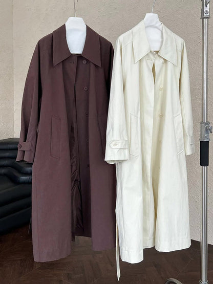 The brown coat shown in Carob and Beeswax side by side