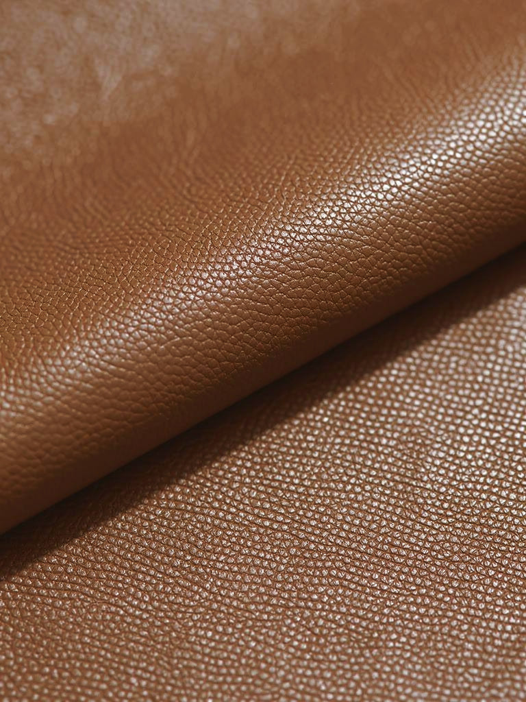 Close up of the fine coated faux leather grain of the Toffee trousers