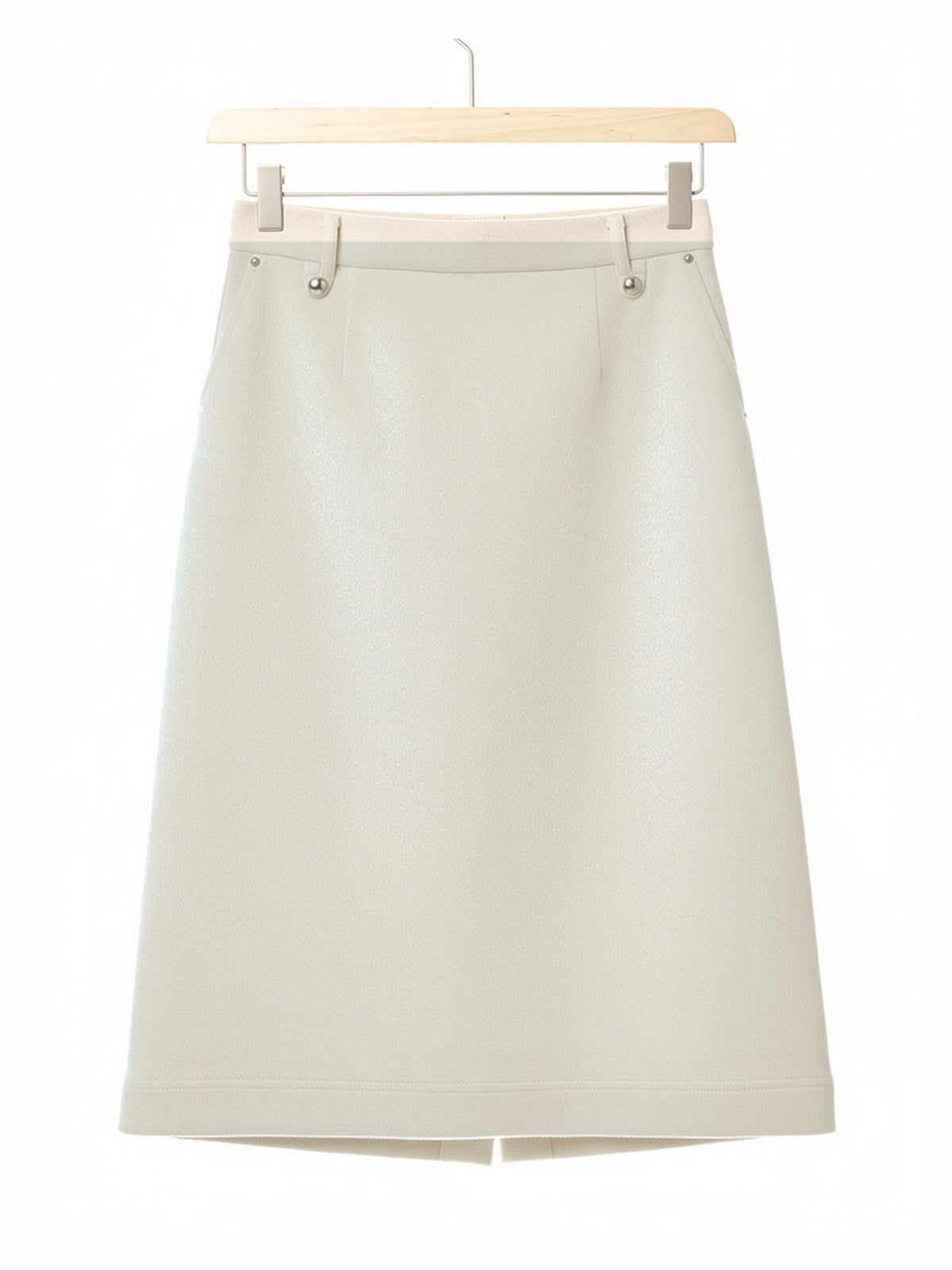 Brushed A line midi skirt on a hanger in Gesso, a soft undyed off white