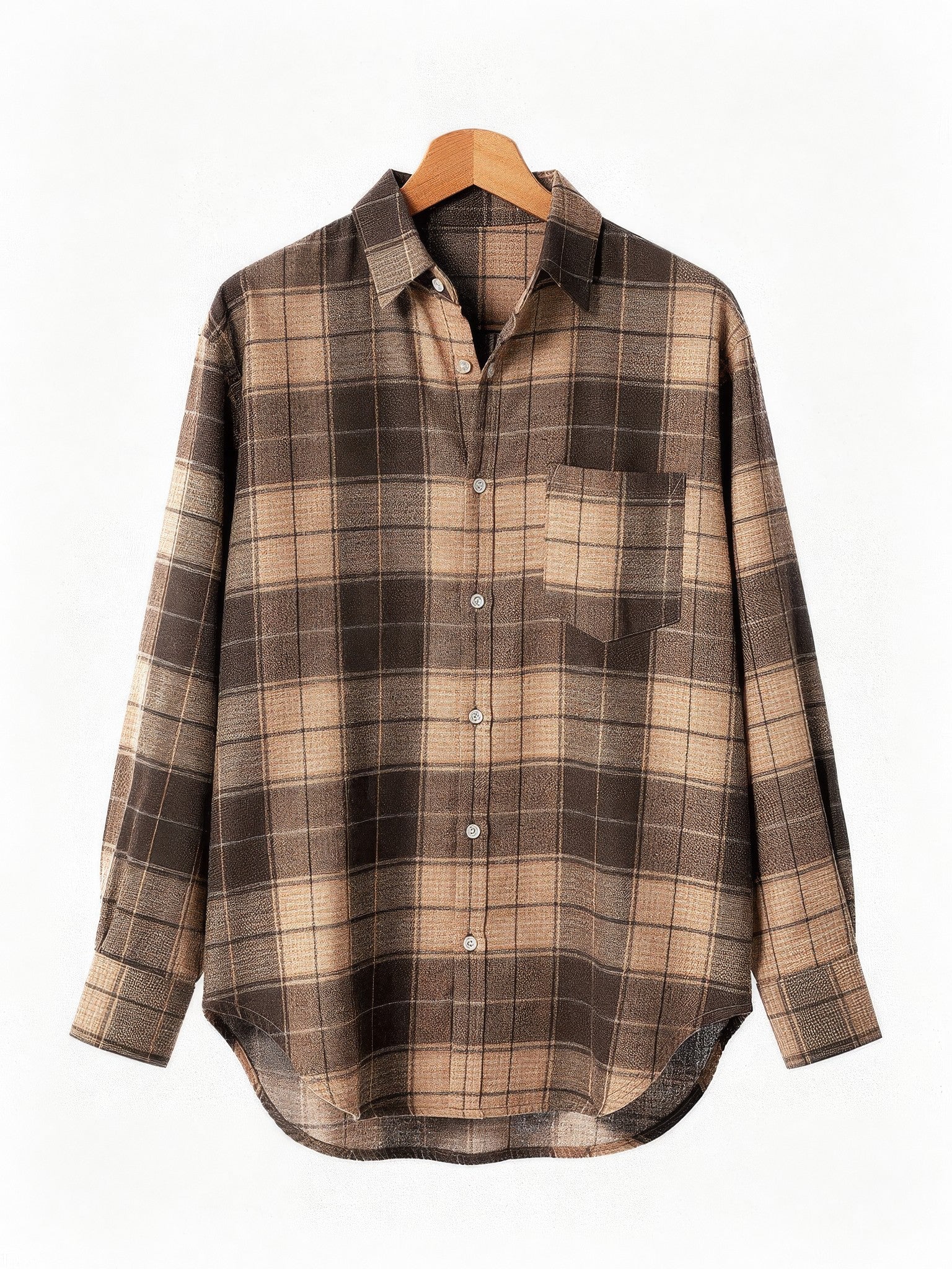 Camel check flannel overshirt