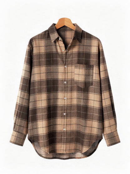 Camel check flannel overshirt