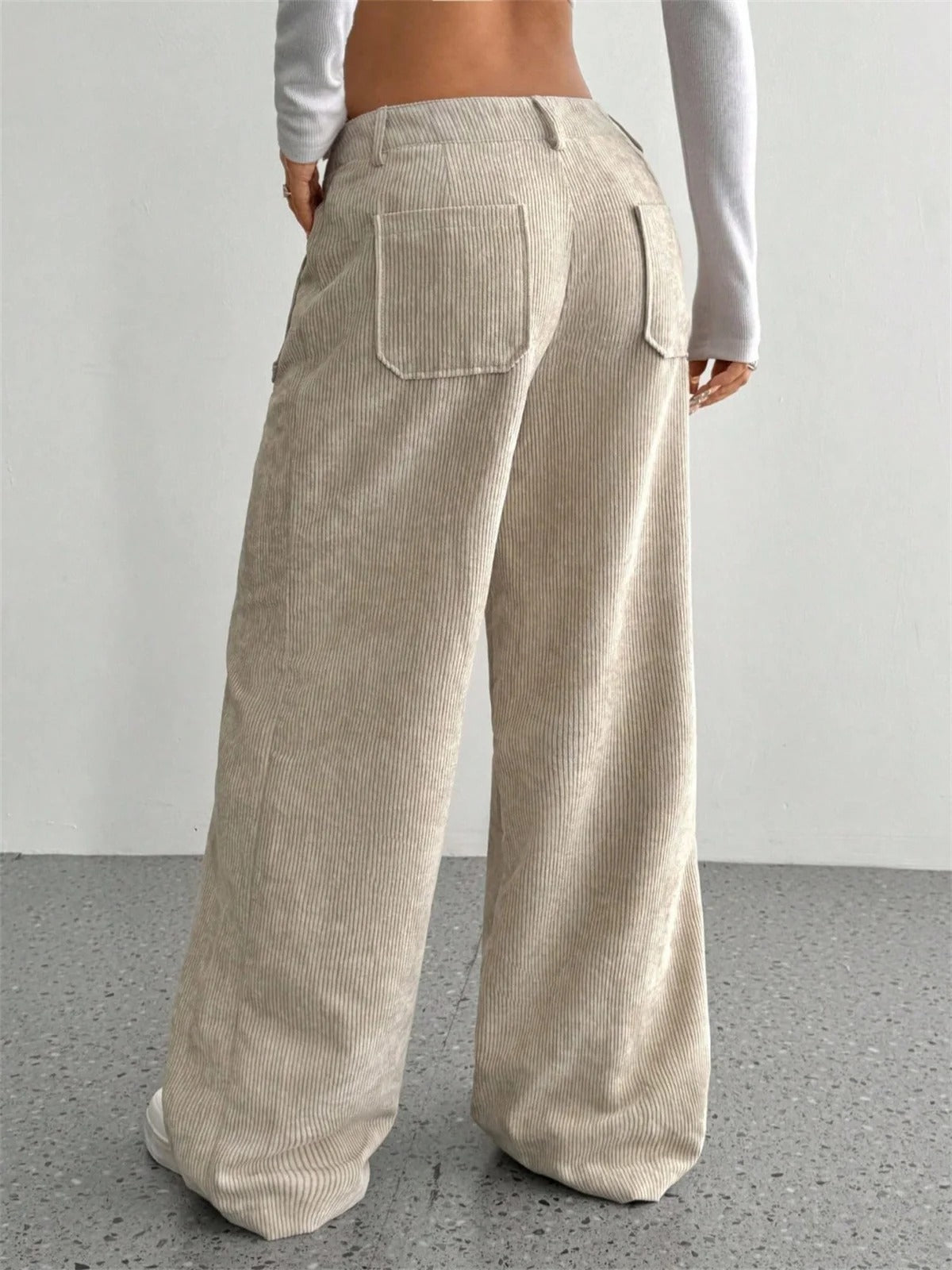 Back view of the Wheaten cord trousers, showing the two back patch pockets