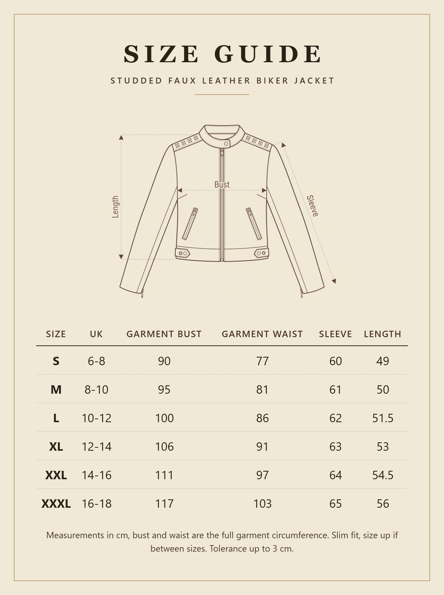 Otterburn biker jacket size guide