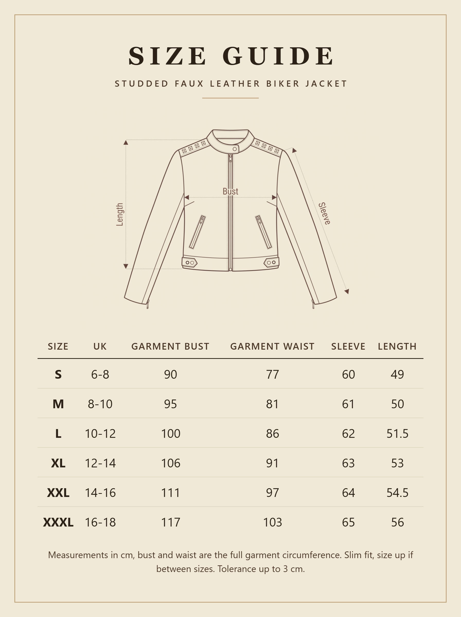Otterburn biker jacket size guide