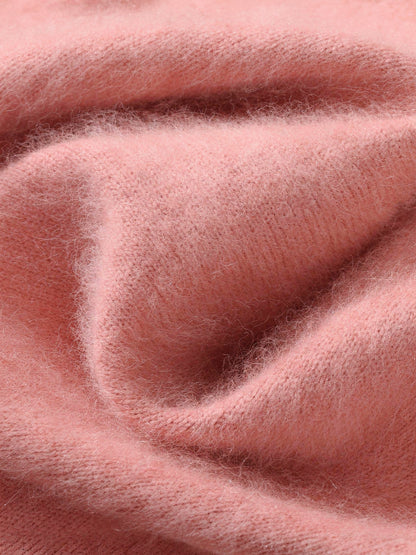 Close-up of Harlbury brushed soft-knit V-neck jumper fabric