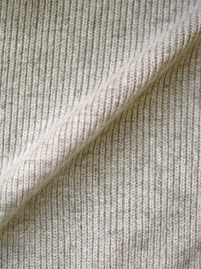 Close-up of the fine vertical rib knit of the Harlbury high neck top