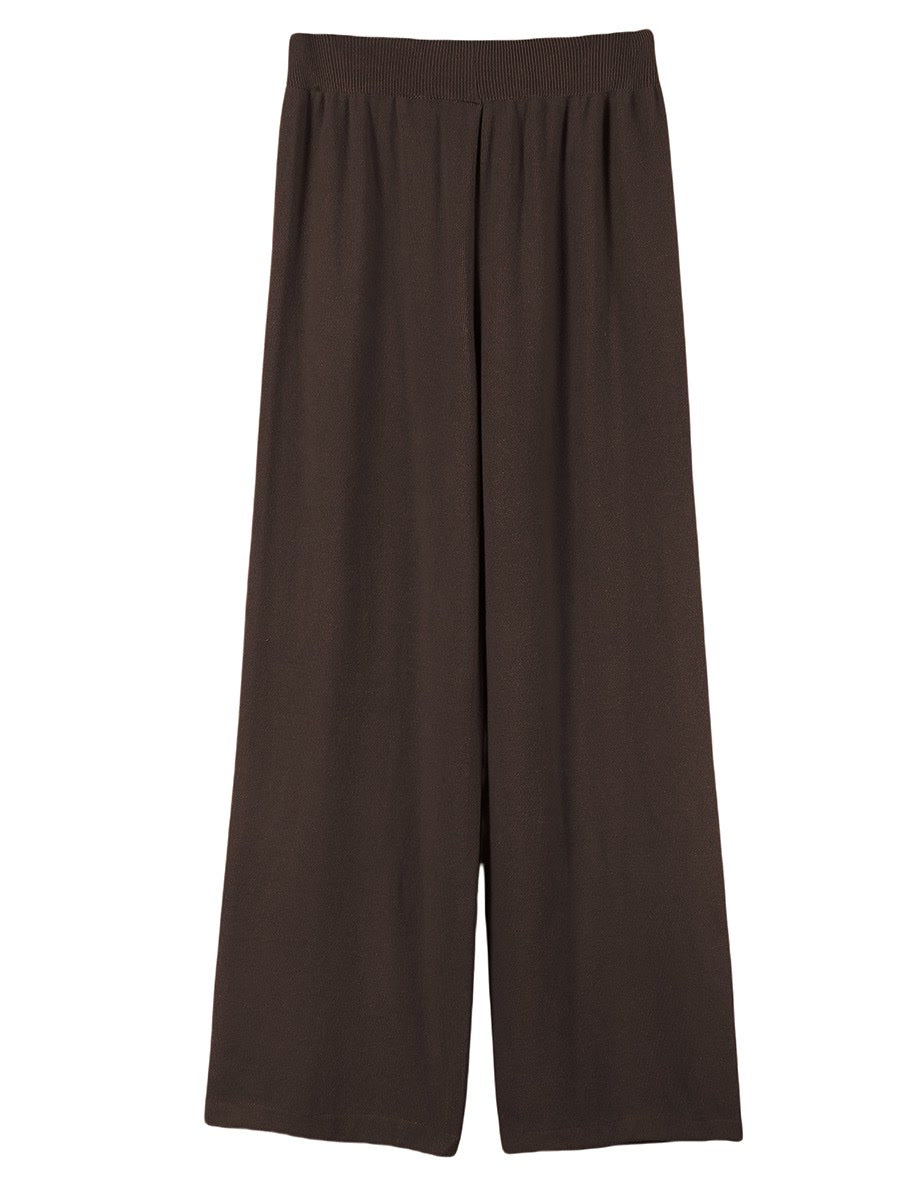 Wide leg knitted trousers from the Conker co-ord set, laid flat