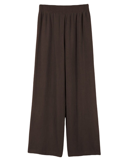 Wide leg knitted trousers from the Conker co-ord set, laid flat
