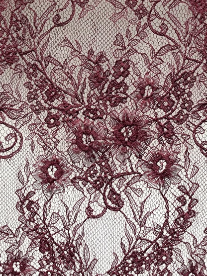 Close up of the fine floral Chantilly lace on the maxi skirt