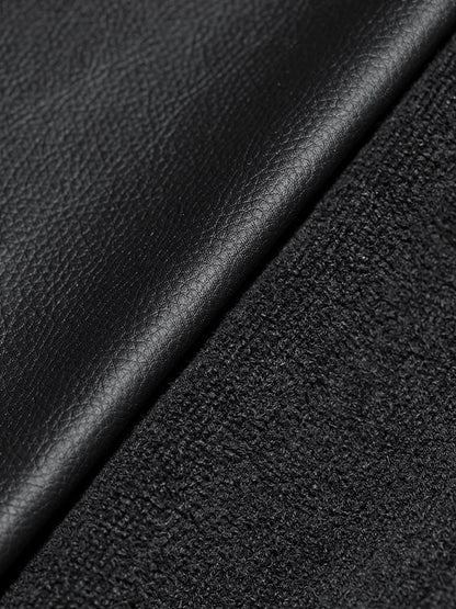 Close up of the coated leather-look face and the brushed fleece lining