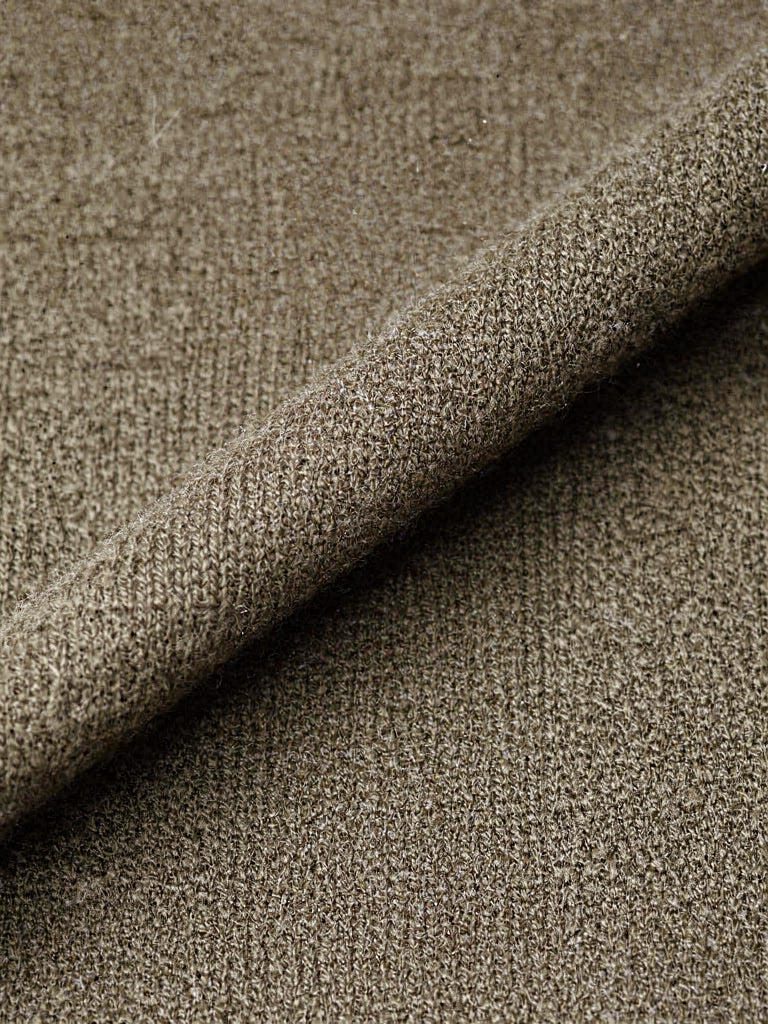 Close up of the fine rib knit of the Hessian maxi jumper dress