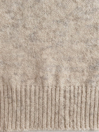 Close up of the brushed marled knit and the deep ribbing of the Kempsford oversized jumper