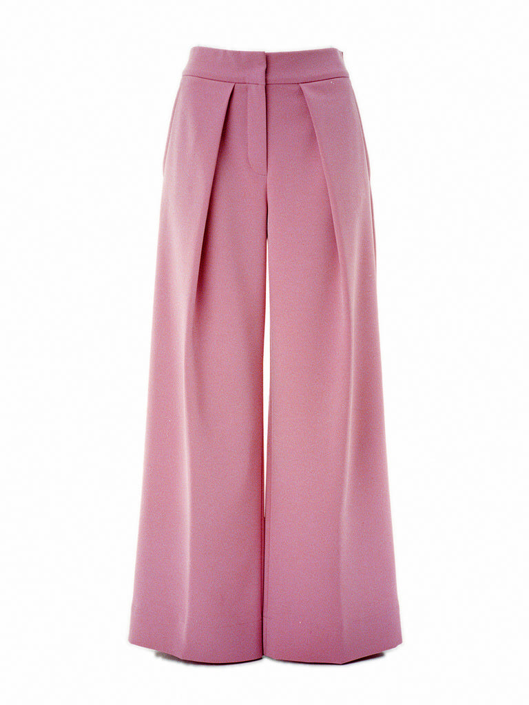 Pleated wide-leg trousers in old rose, front view