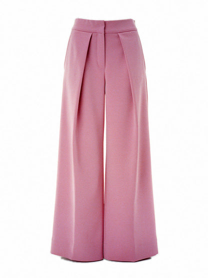 Pleated wide-leg trousers in old rose, front view