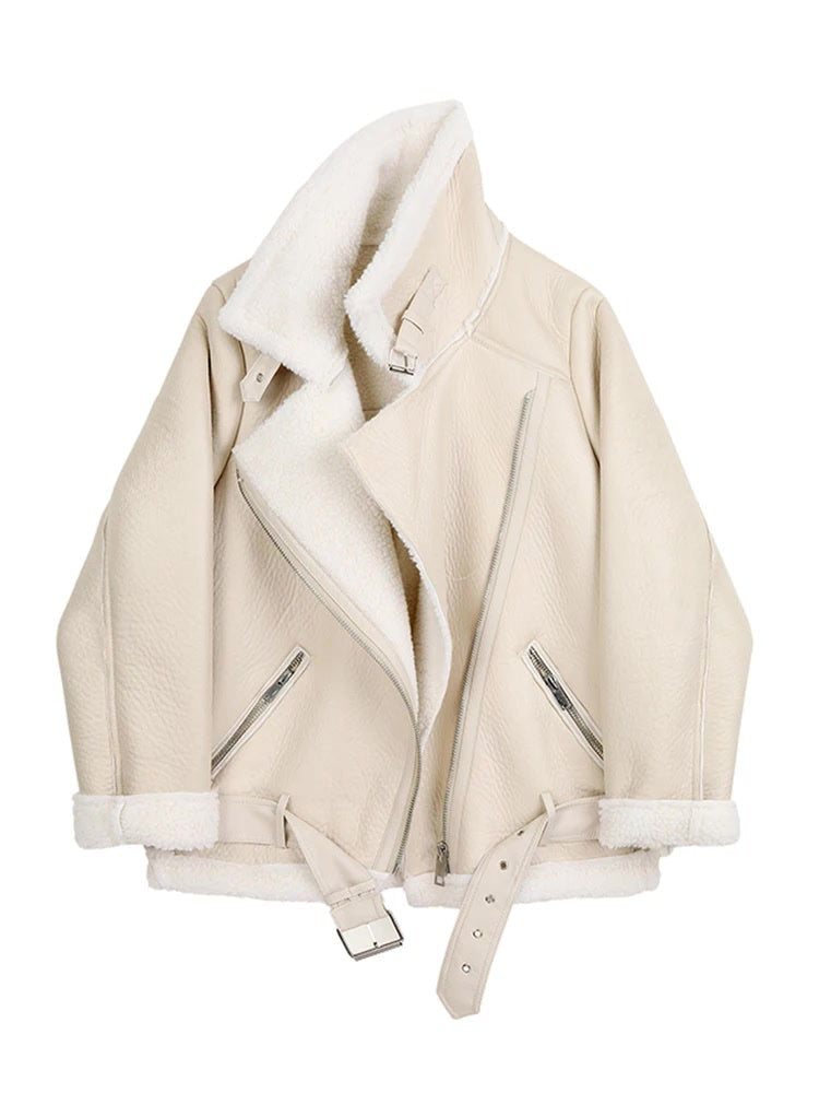 Faux shearling aviator jacket photographed in Calico, Batsford by Harlbury