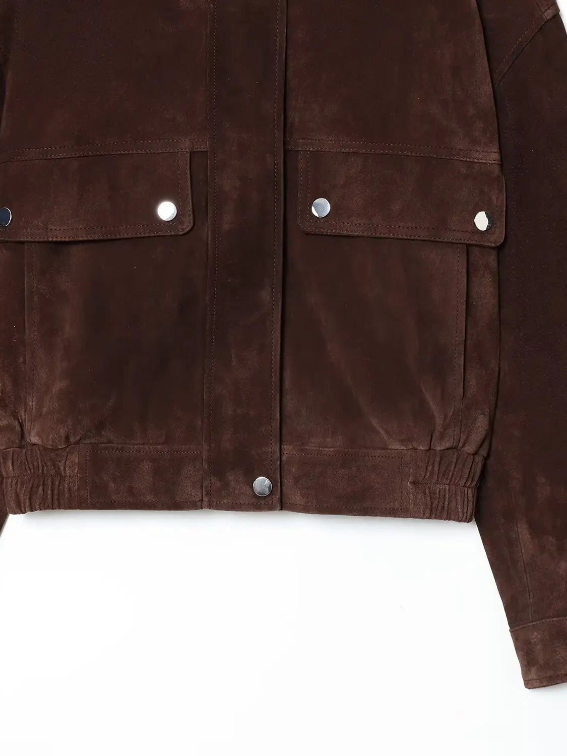Patch pockets, elasticated hem and press-stud cuff detail