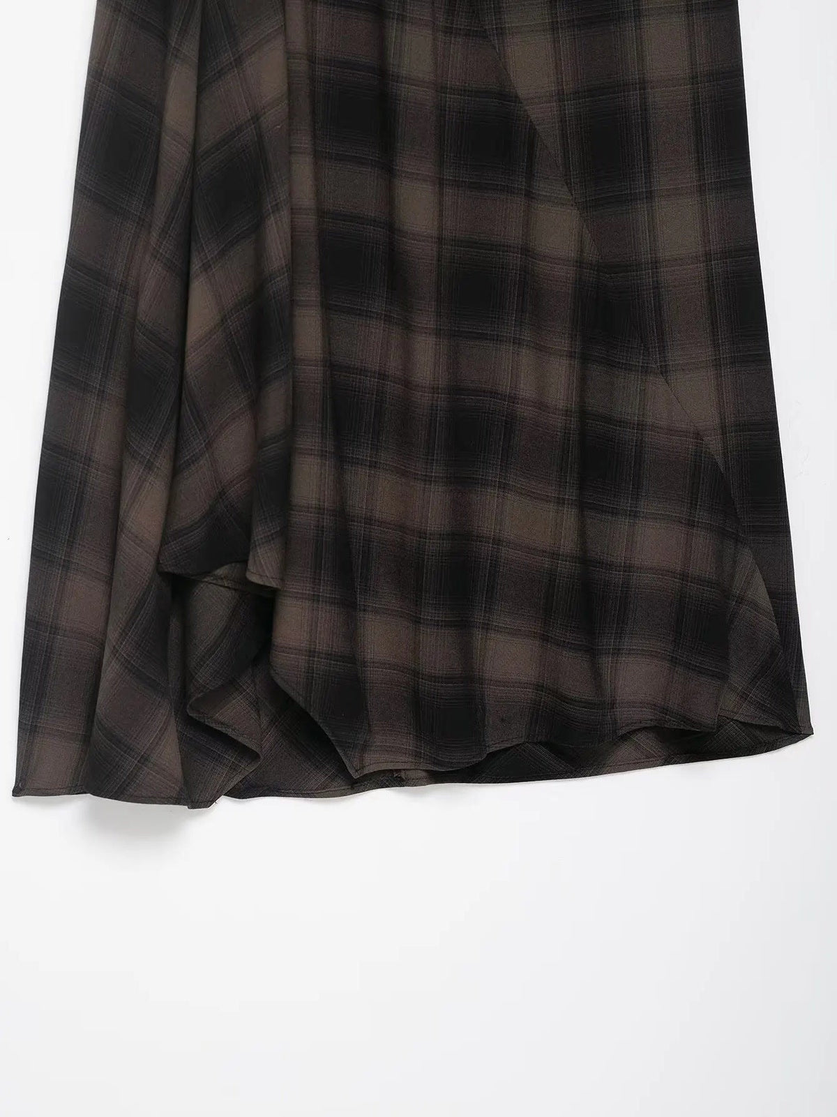 Hem and drape of the tartan midi skirt, supplier photograph