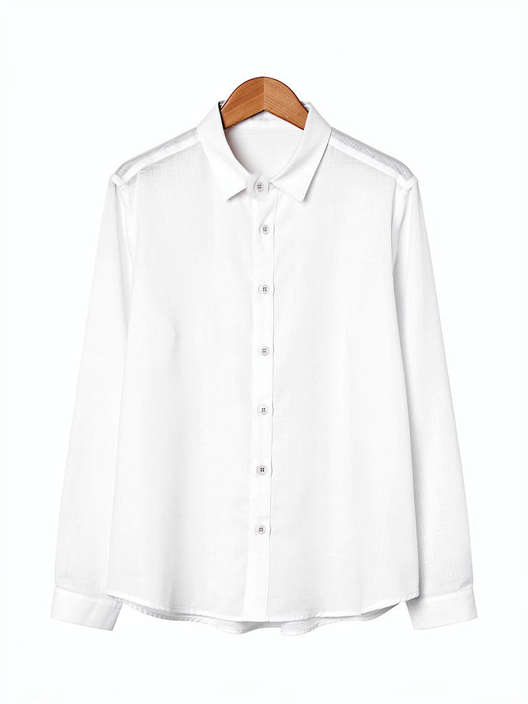 White shirt in soft cotton on a hanger, Salt White, front view