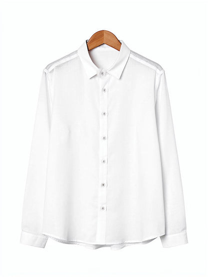 White shirt in soft cotton on a hanger, Salt White, front view