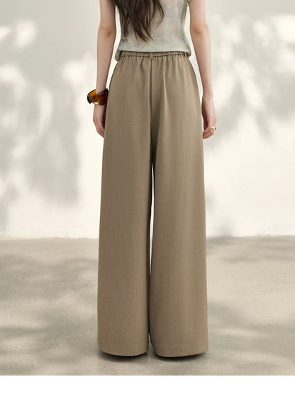 Winsley wide-leg trousers in taupe, back view showing the elasticated waist